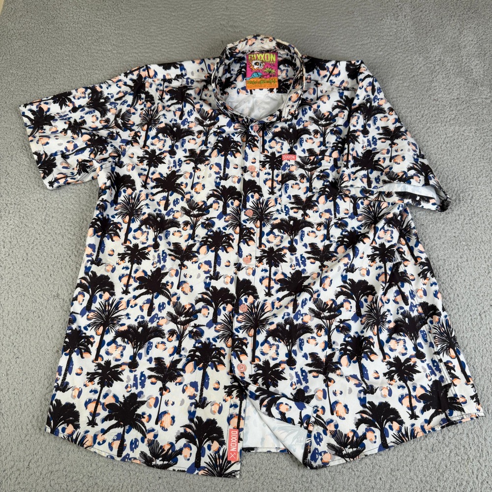 Dixxon Shirt Mens 2X White Sun of a Beach Short Sleeve Palm Tree Leopard Print